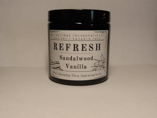 Men's Natural Scented Lotion: Sandalwood Vanilla(8oz)